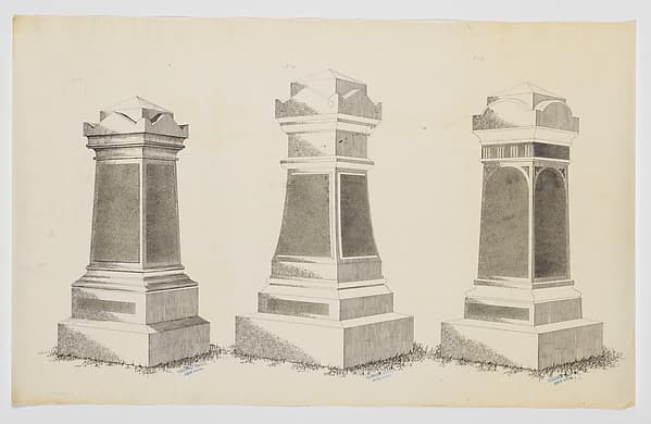 Grave Monument Designs, Three Short Pillars, Nos. 925, 1316, 956