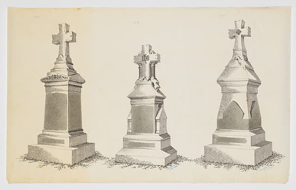 Three Grave Monument Designs with Crosses, Nos. 739, 969, 959
