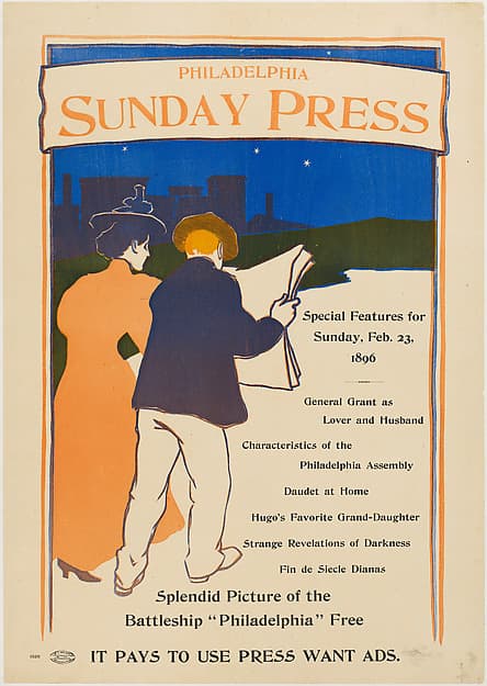 Advertisement for Philadelphia Sunday Press: February 23, 1896