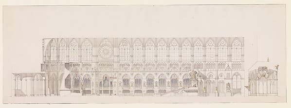 Cross Section of the Nave of Reims Cathedral, decorated for the Coronation of King Louis XVIII