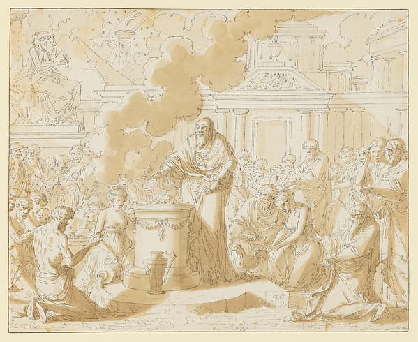 Classical Scene with Figures Gathered around a Sacrificial Altar