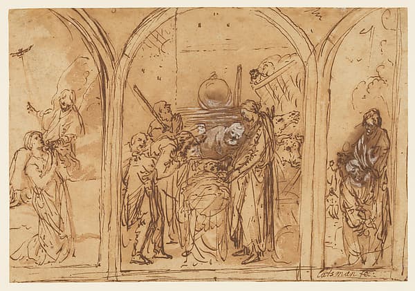 A Design for a Triptych with the Adoration of the Two Saints