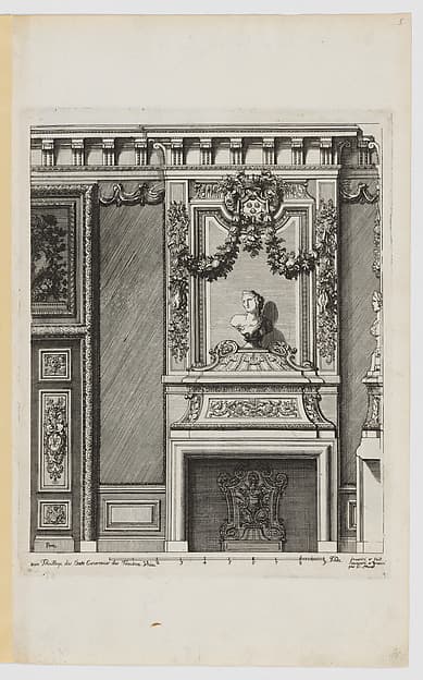 Chimney-Piece with a Bust on the Overmantel, from Nouvelles Cheminées Faittes en Plusieur en Droits de la Hollande et Autres Prouinces, part of Œuvres du Sr. D. Marot