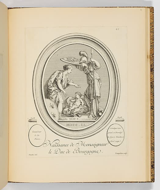 Naissance de Monsieur le Duc de Bourgogne (The Birth of Monsieur le Duc de Bourgogne), from Suite d'estampes gravées par madame la marquise de Pompadour d'après les pierres gravées de Guay, graveur du Roi