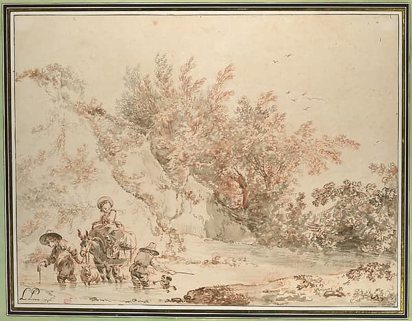 Landscape with Peasants Fording a Stream