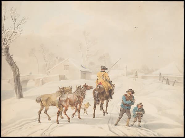 Postilion on Horse in a Winter Landscape