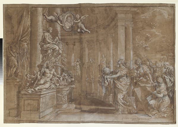 Design for a Thesis Print with an Allegory of Knowledge and Portrait of Cardinal Antonio Barberini the Younger (1607–1671)