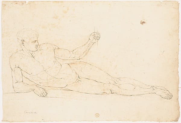 Nude Man Reclining (recto); Man Facing Left with Out-stretched Arms (verso)