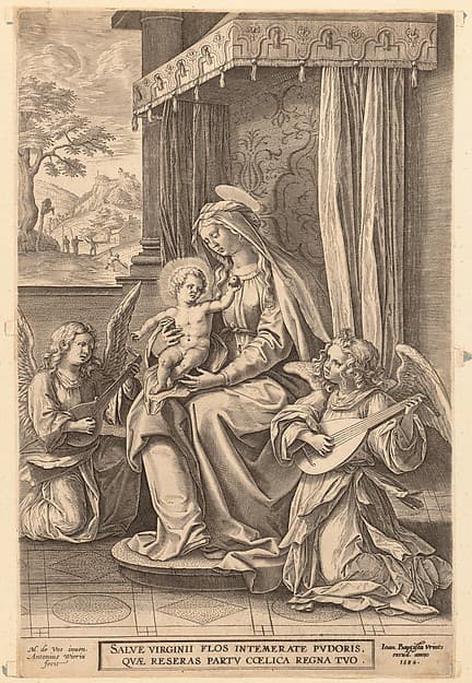 Virgin and Child Enthroned with Two Musical Angels