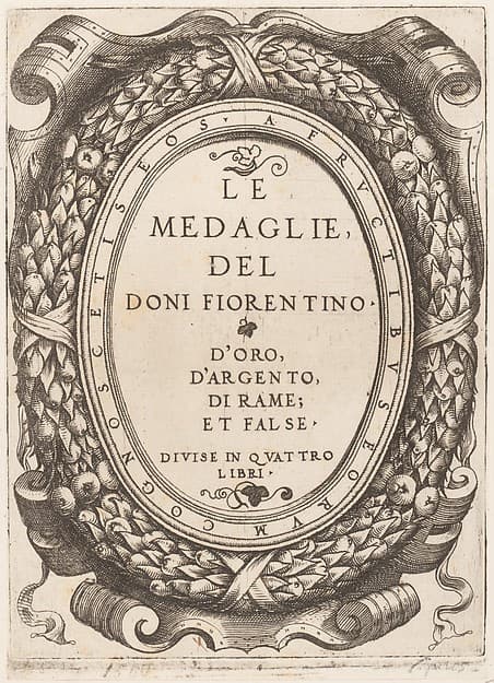 Title plate: Le Medaglie del Doni Fiorentino
