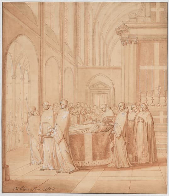 Feuillant monks carry the bier with the body of Jean de la Barrière
