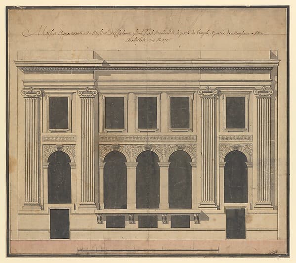 Façade of the Hôtel de Chavannes, Paris (recto); Plan of a Circular Room (verso)