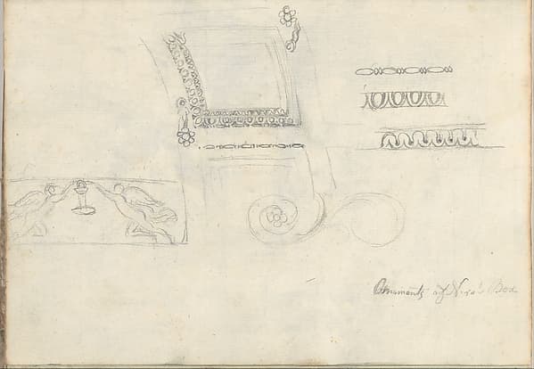 Carved Panel and Ornament (Smaller Italian Sketchbook, leaf 9 recto)
