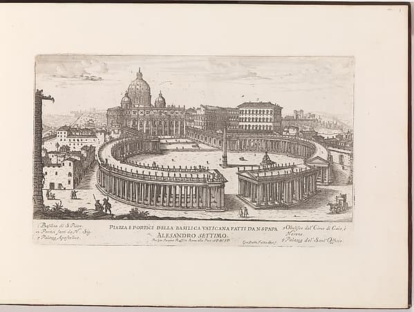Piazza e Portici della Basilica Vaticana from: Il Nuovo Teatro delle Fabbriche, et Edificii, in Prospettiva di Rome Moderna (...)