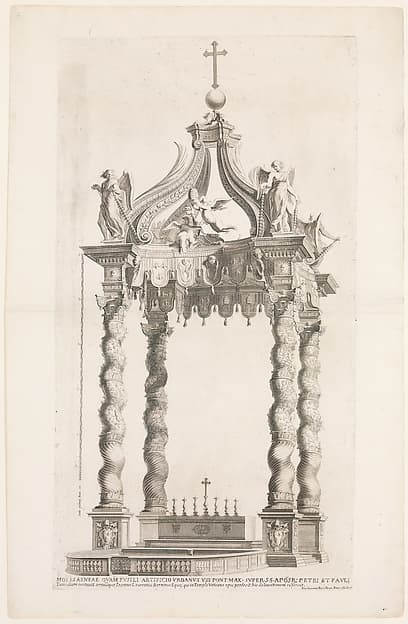 Isolated View of Bernini's Baldacchino. Plate 39 from the Album 'Basilica di S. Pietro in Vaticano'