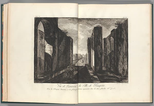 View of the interior of the city of Pompeii, from "Antiquités de Pompeïa, tome premier, Antiquités de la Grande Grèce..." (Antiquities of Pompeii, volume one, Antiquities of Great Greece...), volume 1, plate 6