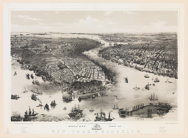 Bird's Eye View of New York and Brooklyn
