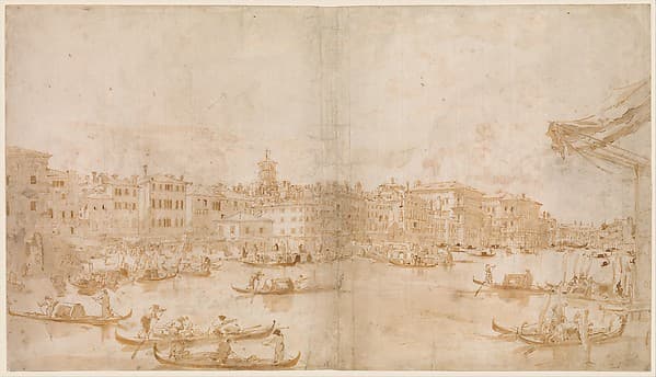 The Grand Canal above the Rialto (recto); A Priest Celebrating Mass and Saint Vincent Ferrer Preaching (verso)