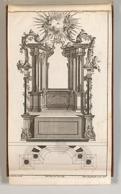 Design for a Monumental Altar, Plate 'o' (?) from 'Unterschiedliche Neu Inventierte Altäre mit darzu gehörigen Profillen u. Grundrißen.'