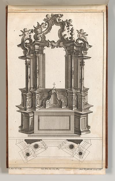 Design for a Monumental Altar, Plate 'p' from 'Unterschiedliche Neu Inventierte Altäre mit darzu gehörigen Profillen u. Grundrißen.'