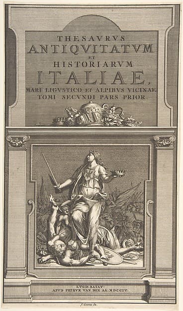 Title Page for "Thesavrvs Antiqvitatvm et Historianrvm Italie, Mari Lingvistico et Alpibvs Vicinae Tome Secondi Pars Prior"