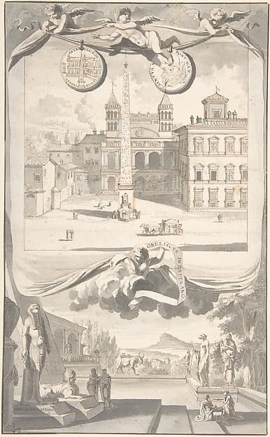A View of the Obelisk and Saint John in Lateran (above) and a View of an Egyptian Site (?) (below)