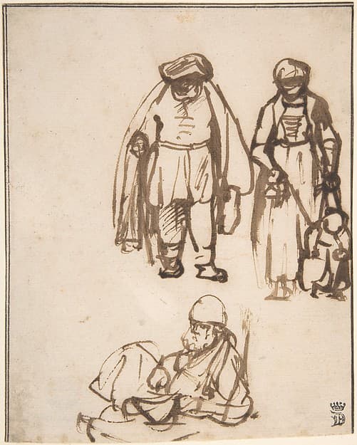 Studies of Two Men and a Woman Teaching a Child to Walk