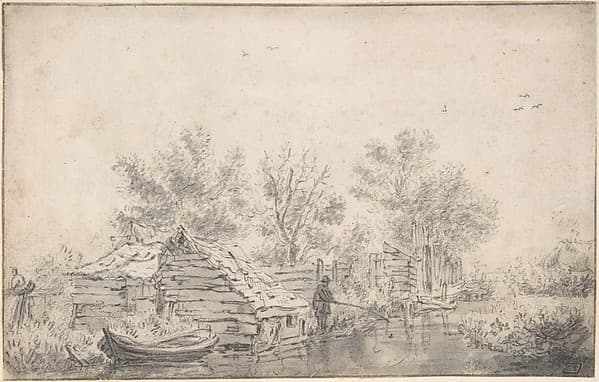 Canal Landscape with a Fisherman