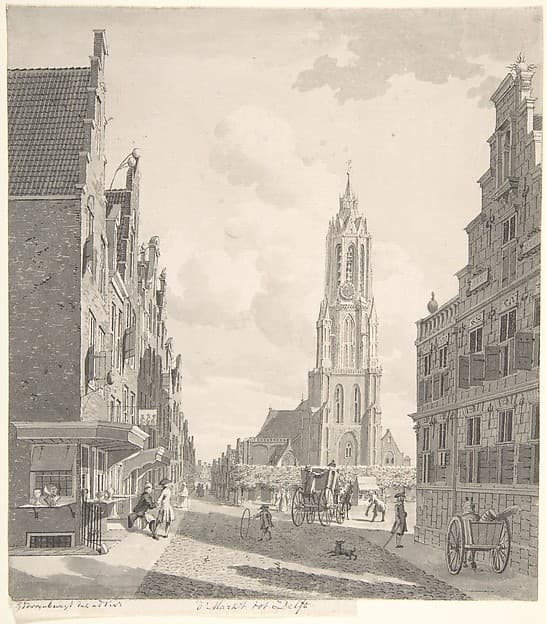 Marketplace of Delft with the Nieuwekerk