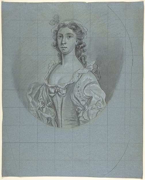 Half-Length Portrait Study of a Young Woman with Long Hair
