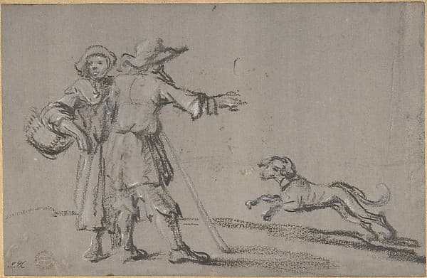 Two Figures and a Dog