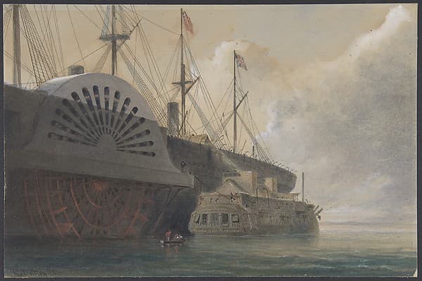 The Old Frigate Iris with Her Freight of Cable Alongside the Great Eastern at Sheerness: The Cable Passed from the Hulk to the Great Eastern