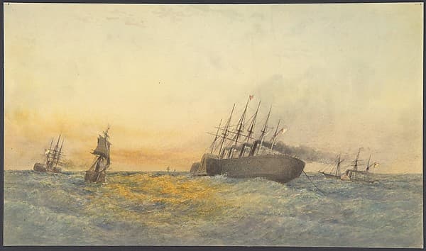 The Great Eastern Under Weigh, July 23rd, 1865: Escort and other Ships, H.M.S. Terrible, H.M.S. Sphinx, The Hawk and Revised: The Caroline
