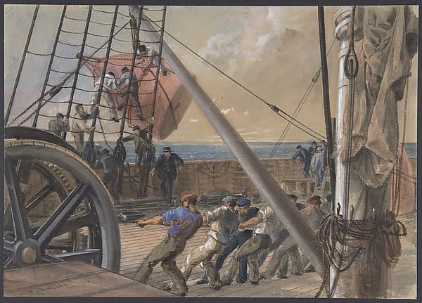 Getting Out One of the Large Buoys for Launching, August 2nd, 1865
