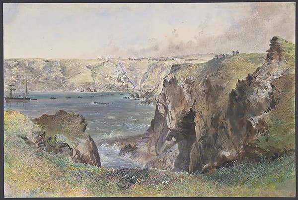 Foilhummerum Bay, Valentia, from Cromwell Fort: The Caroline Laying the Earthwire on July 21st, 1865