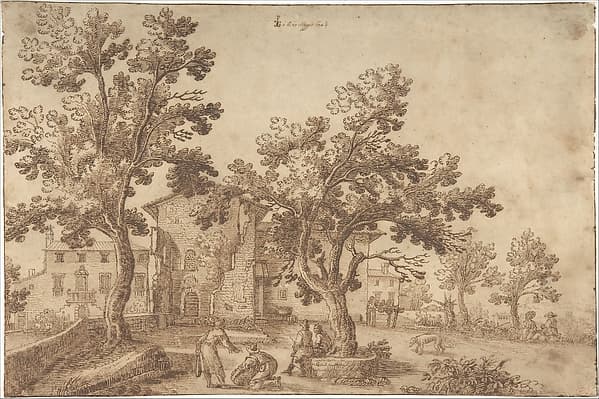 A View of a Village with Figures