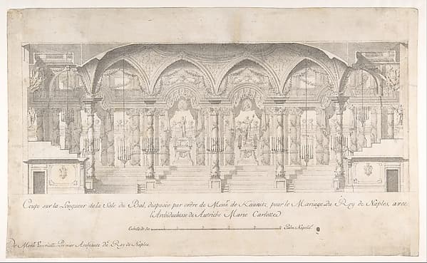 Longitudinal Section of a Ballroom Decorated for the Marriage of the King of Naples to the Archduchess of Austria