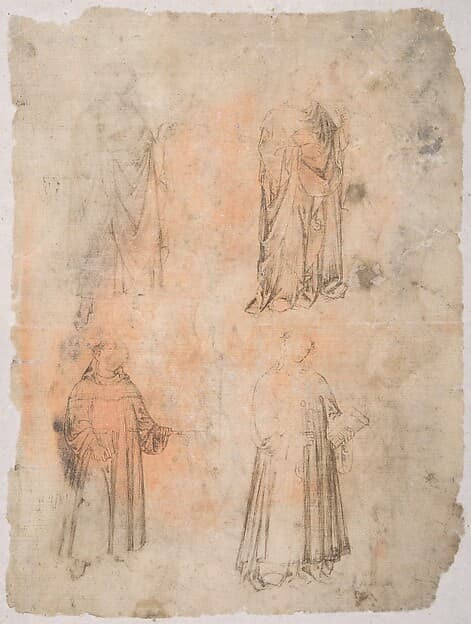 Four Saints (recto); Two Saints, Seated Madonna, and Kneeling Figure (verso)