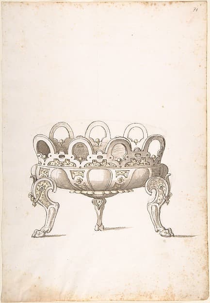 Design for Shallow Round Dish on Three Legs