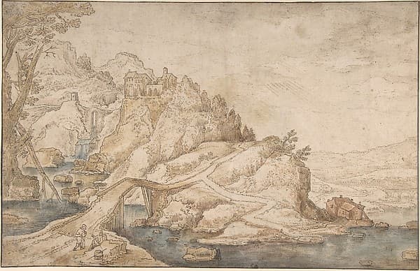 Landscape with a Road Leading Towards a Settlement on a Hill