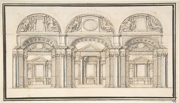 Wall Elevation with Three Chapels; Floor Plan with Columns (Verso)