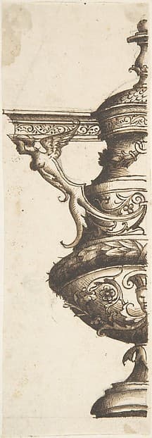 Ornament design after the antique; half-vase with Harpy and Entablature Handle