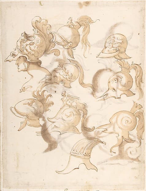 Designs for Nine Helmets (recto); Designs for Seven Helmets (verso)
