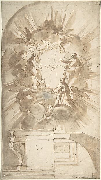 Design for an Altar with a Celestial Subject Above