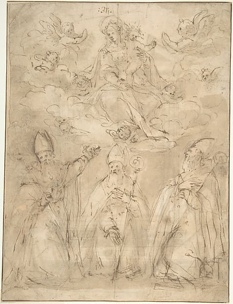 Virgin and Child Worshipped by Three Bishops