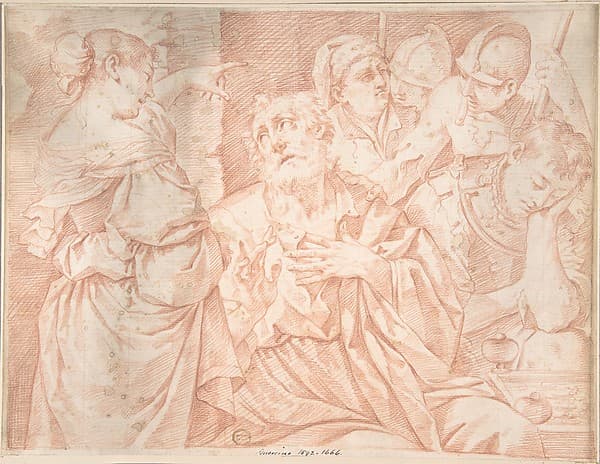 Peter Denying Christ, engraver's copy after a painting by Lorenzo Pasinelli