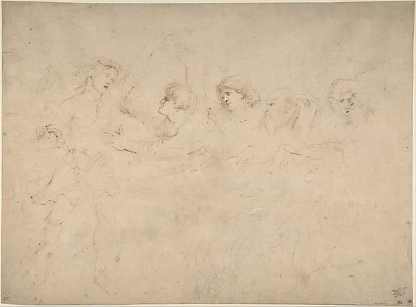 Alcibiades Interrupting the Symposium; verso: Sketches of the Baptism of Christ and of a Man