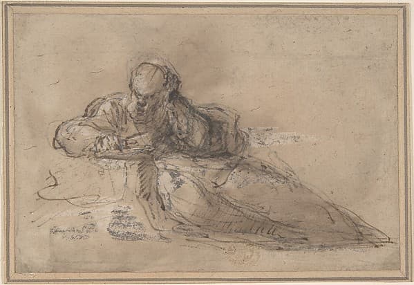 Man Seated on the Ground, Writing