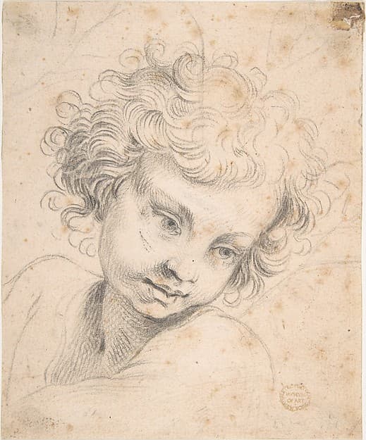 Head of a Child, copy of engraving by Luca Ciamberlano