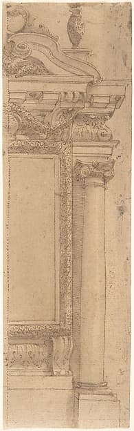 Right Half of Wall Monument Design with Urn Above
